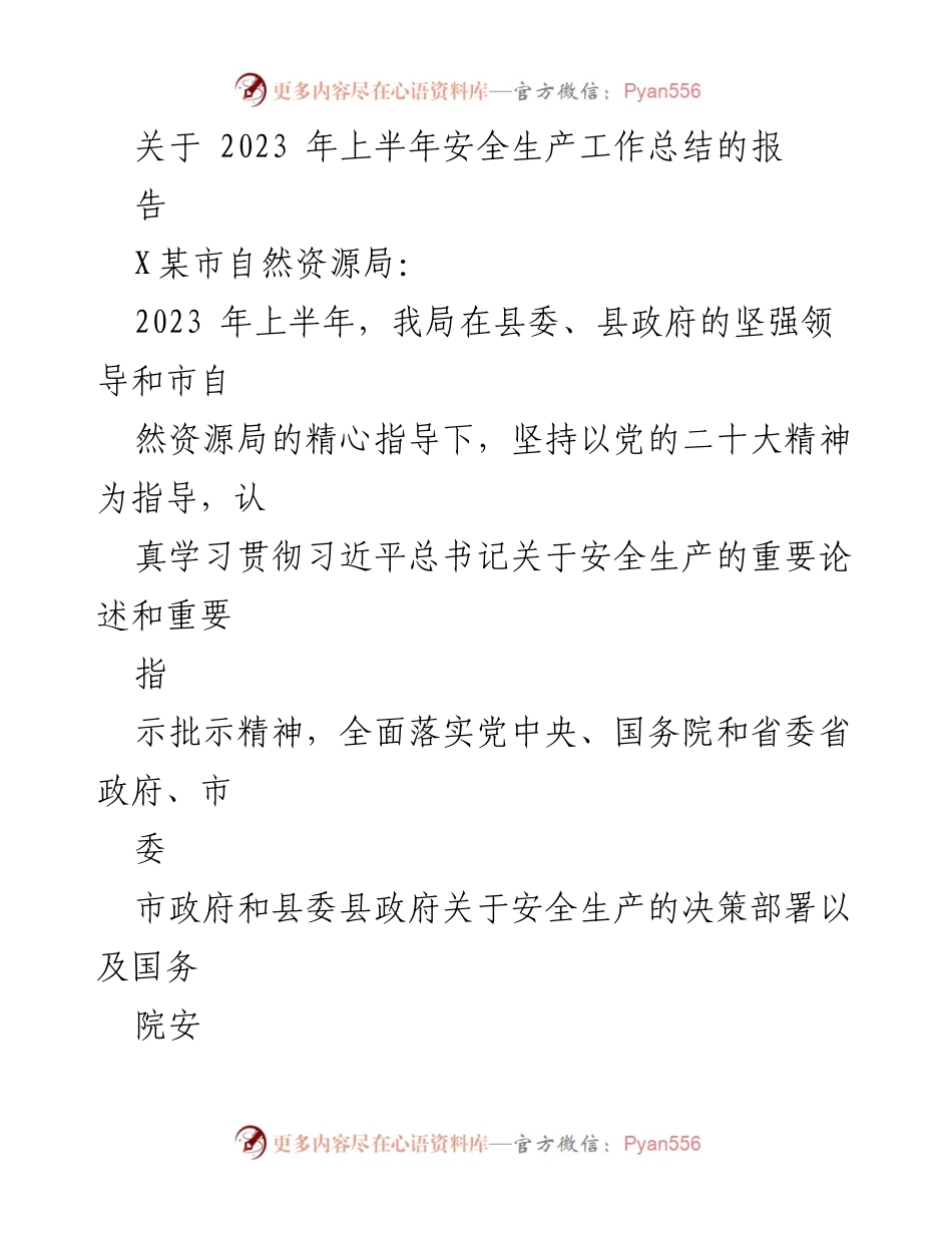 [工作总结] 安全生产 - 2023年上半年安全生产工作总结报告_5.docx_第1页