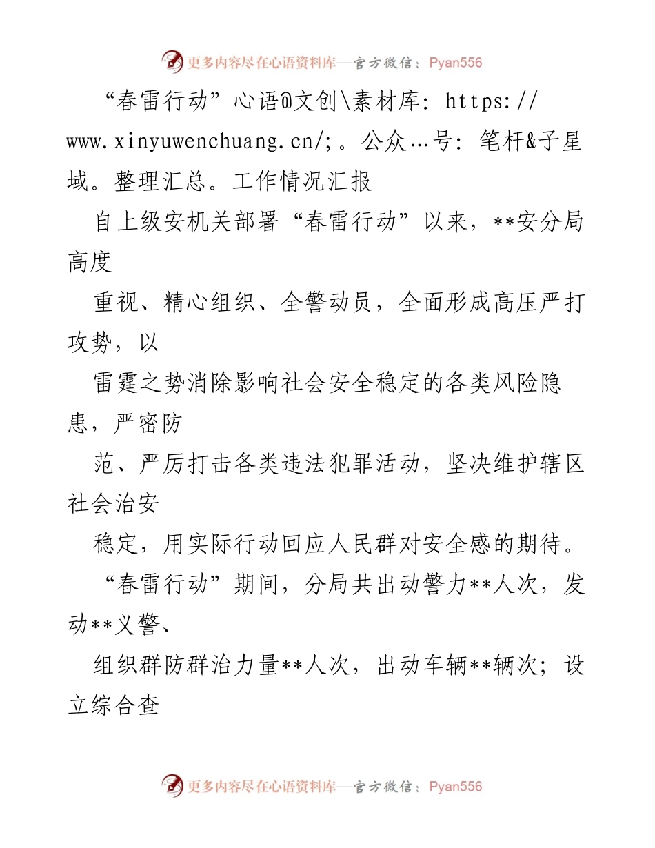 [工作总结] 安全管理 - “春雷行动”工作情况汇报.docx_第1页