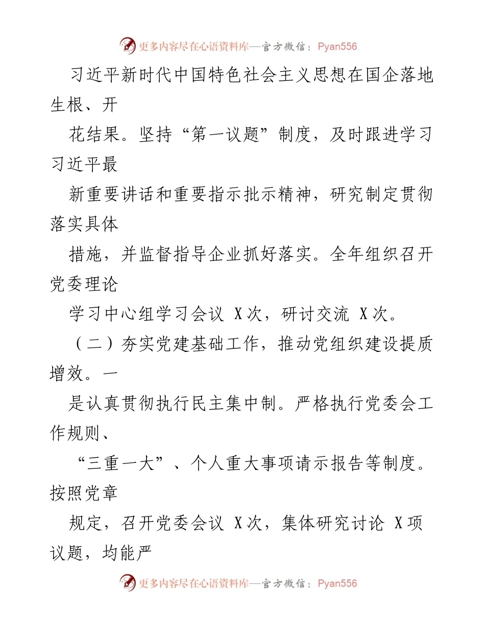 [工作总结] 市国资委 - 2024年党建工作总结及下一步计划.docx_第2页