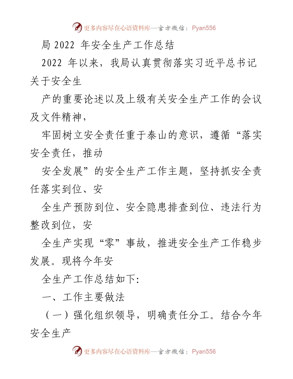 [工作总结] 安全生产 - 2022年安全生产工作总结及实施情况.docx_第1页