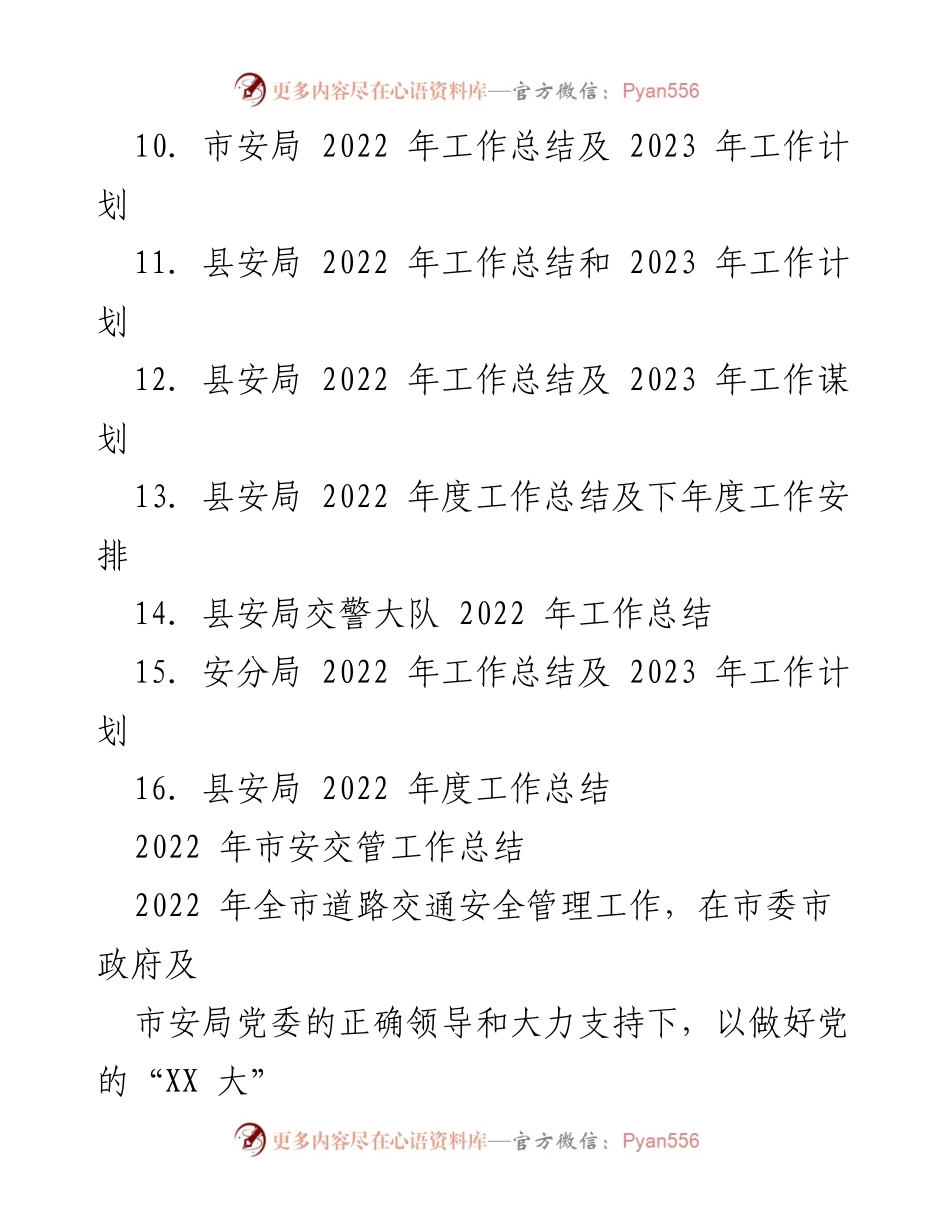 [工作总结] 安全管理 - 2022 年市安局工作总结与成效分析.docx_第2页