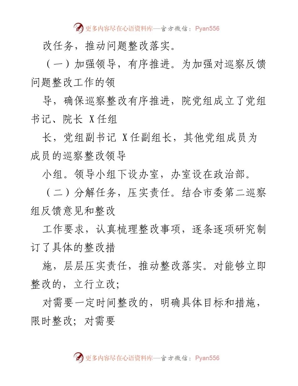 [工作总结] 巡察整改 - X市人民法院党组巡察整改进展情况报告.docx_第2页