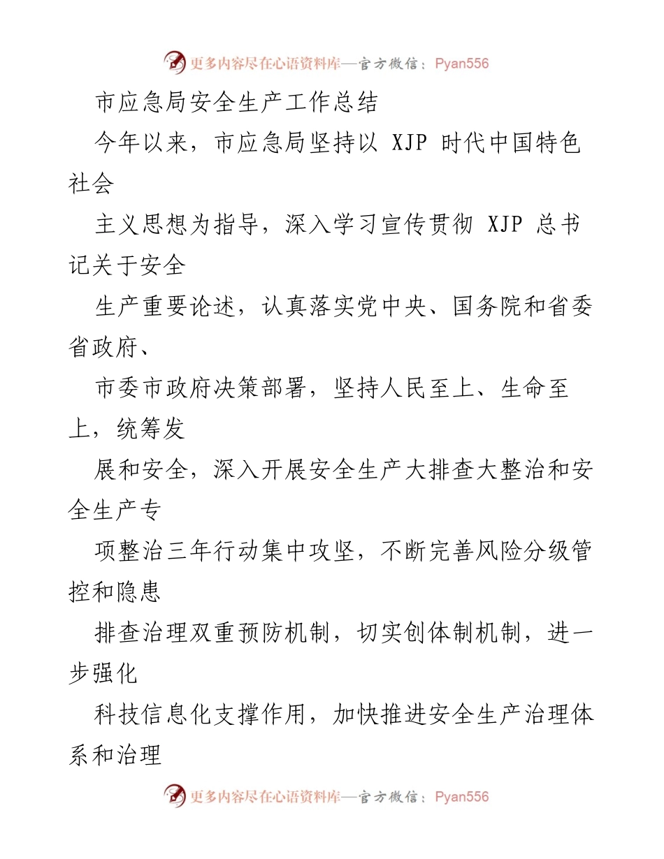 [工作总结] 安全生产 - 市应急局安全生产工作成效与措施总结.docx_第1页