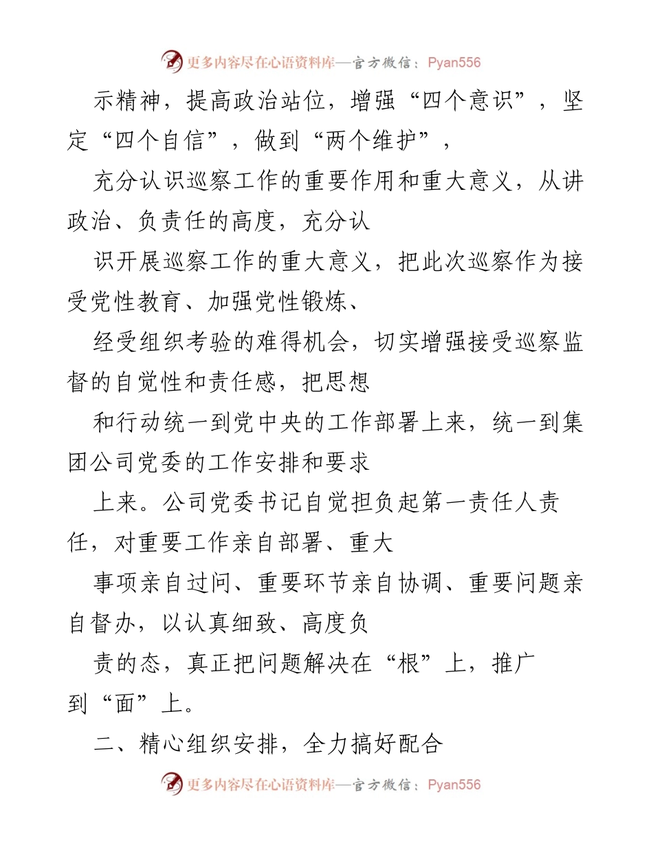 [工作总结] 巡察工作 - 公司党委配合上级党委巡察工作情况汇报.docx_第2页
