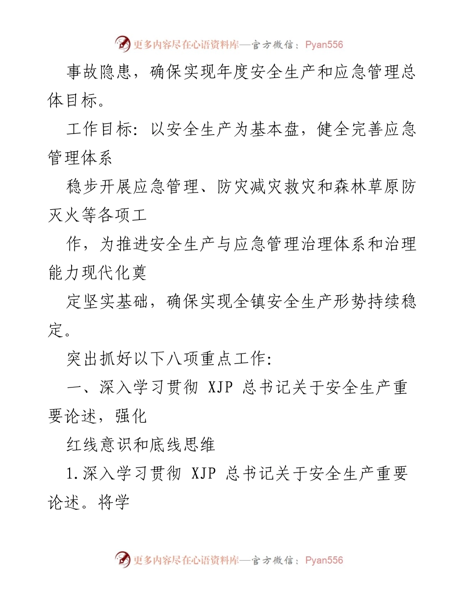 [工作总结] 安全生产工作 - 2022年xxx镇安全生产工作要点与目标.docx_第2页