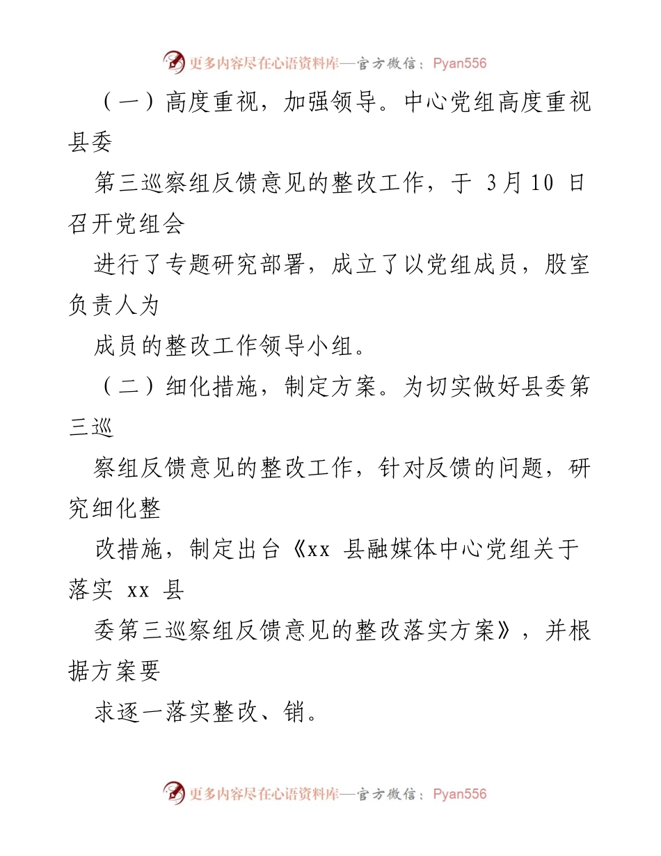 [工作总结] 巡察整改 - 县融媒体中心党组巡察整改进展情况报告.docx_第2页