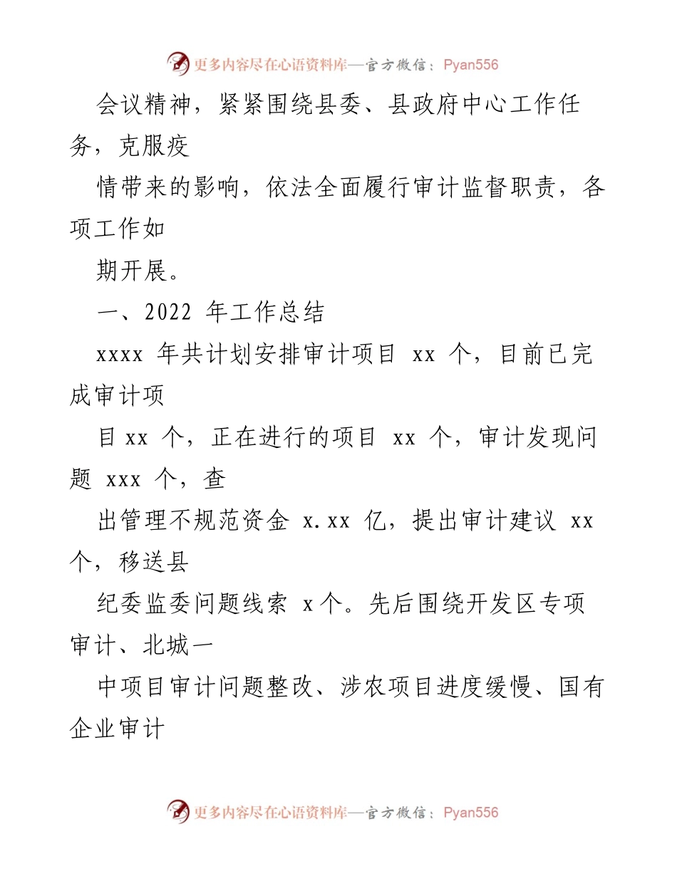[工作总结] 审计局年度会议 - 审计局2022年工作总结与2023年工作计划.docx_第2页