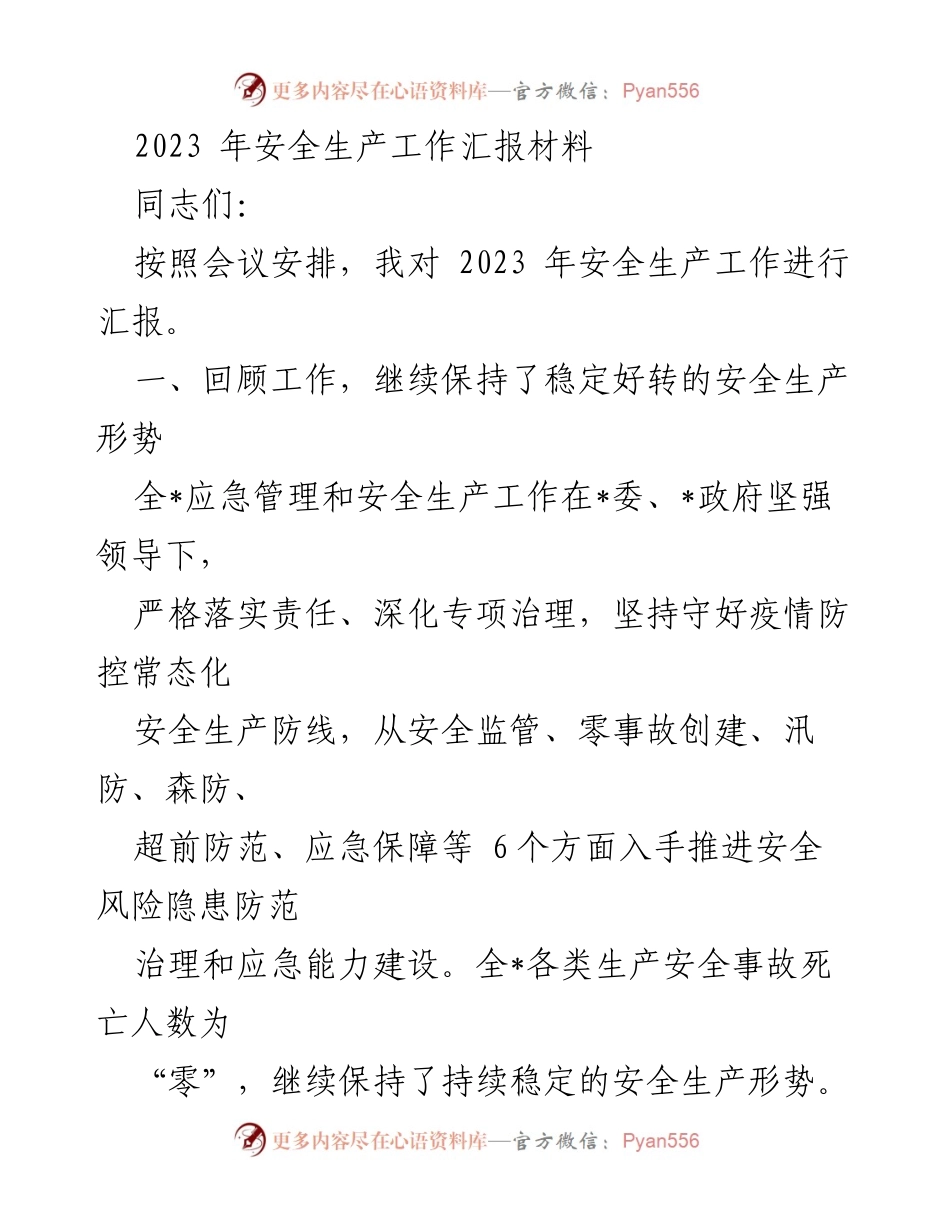 [工作总结] 安全生产会议 - 2023年安全生产工作回顾与成效分析.docx_第1页