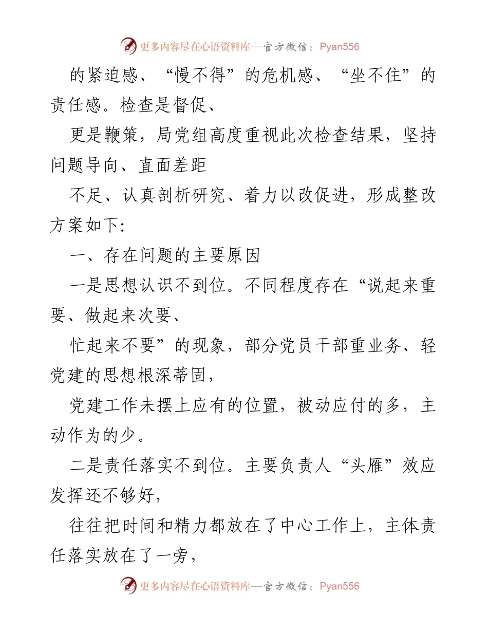 [工作总结] 市局党建工作调研 - 市局党建工作调研检查反馈及整改措施分析.docx_第2页