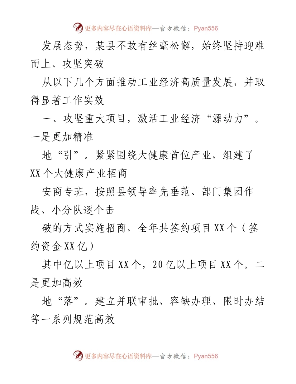 [工作总结] 工业经济发展 - 某县工业经济高质量发展推进汇报.docx_第2页