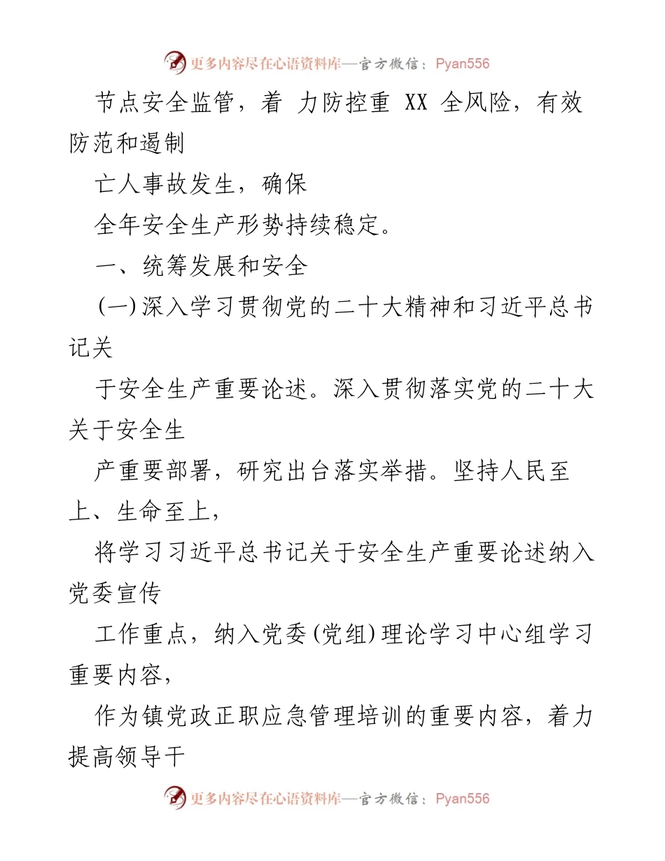 [工作总结] 安全生产工作会议 - XX 镇2023年安全生产工作要点总结.docx_第2页
