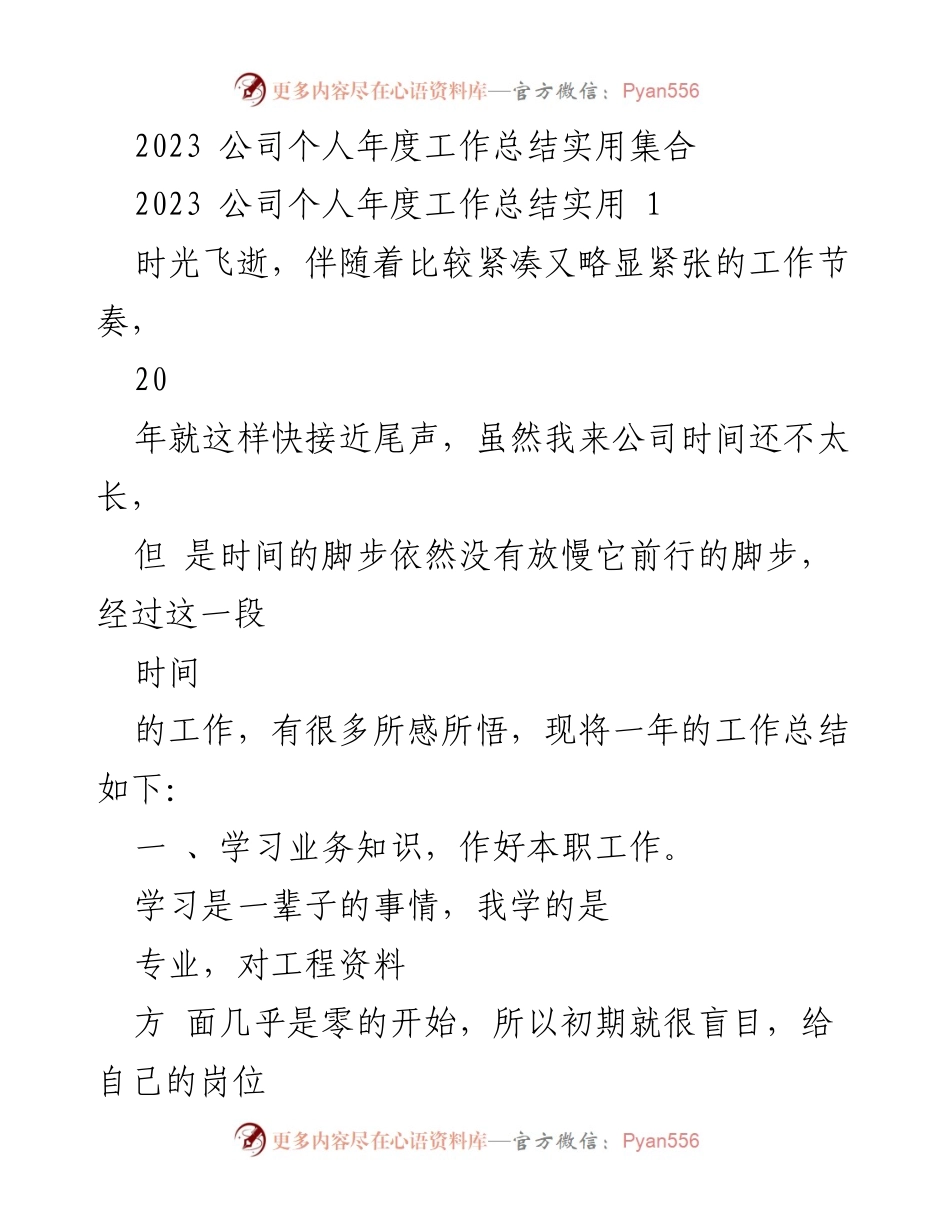 [工作总结] 年度总结 - 2023年度个人工作总结与反思.docx_第1页