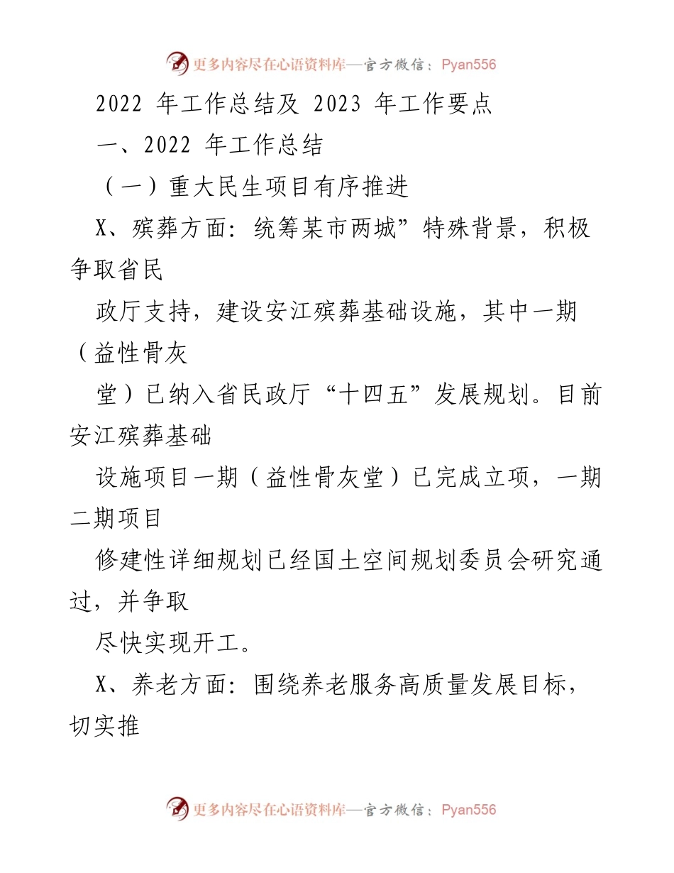 [工作总结] 年度工作总结会议 - 2022年民生项目与服务提升工作总结及2023年发展要点.docx_第1页