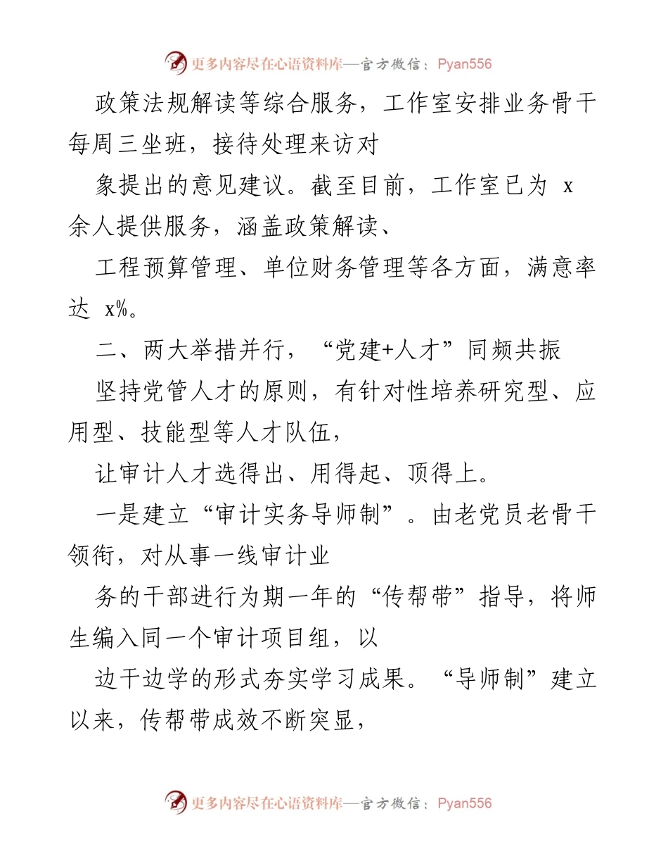 [工作总结] 审计局 - 打造“红心立审”党建品牌，推动审计高质量发展.docx_第2页