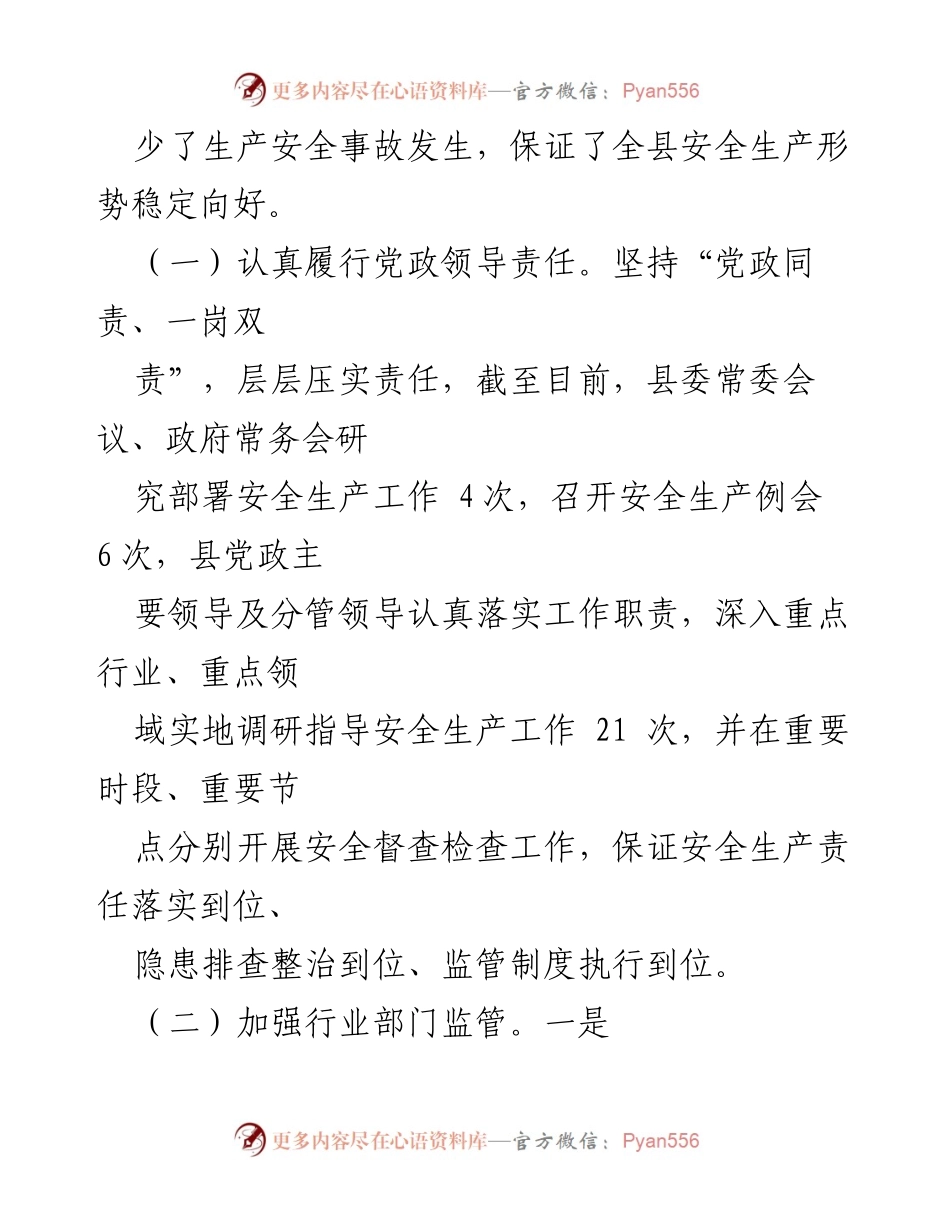 [工作总结] 安全生产工作会议 - 全县安全生产工作情况汇报.docx_第2页