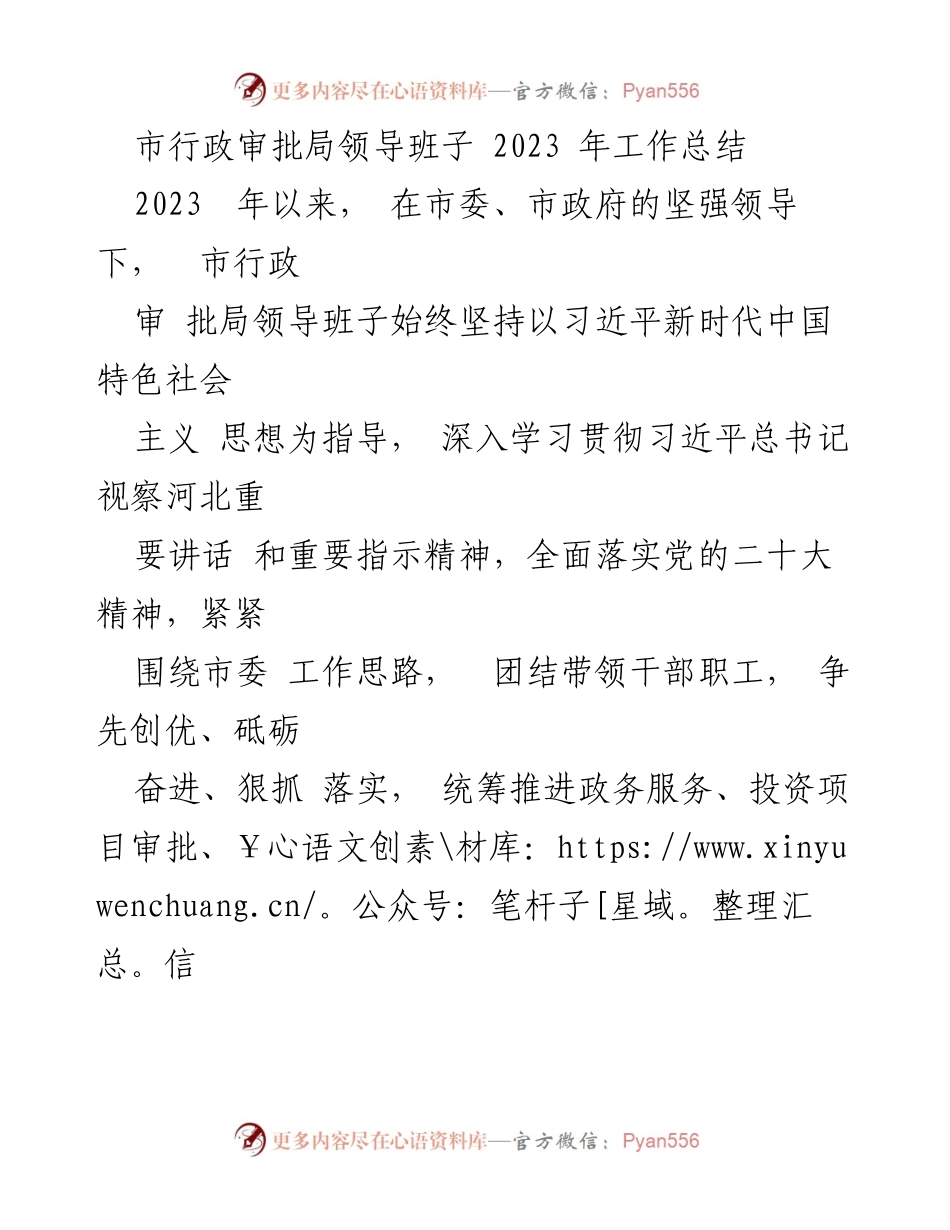 [工作总结] 市行政审批局 - 2023年工作总结与改革创新汇报.docx_第1页