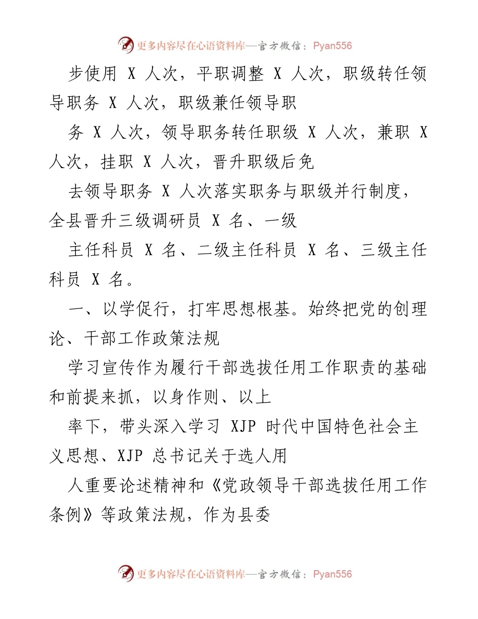 [工作总结] 干部选拔任用工作 - 强化干部选拔任用机制，提升选人用人质量.docx_第2页