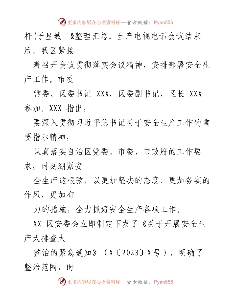 [工作总结] 安全生产大排查 - XX区安全生产大排查大整治行动工作情况汇报.docx_第2页