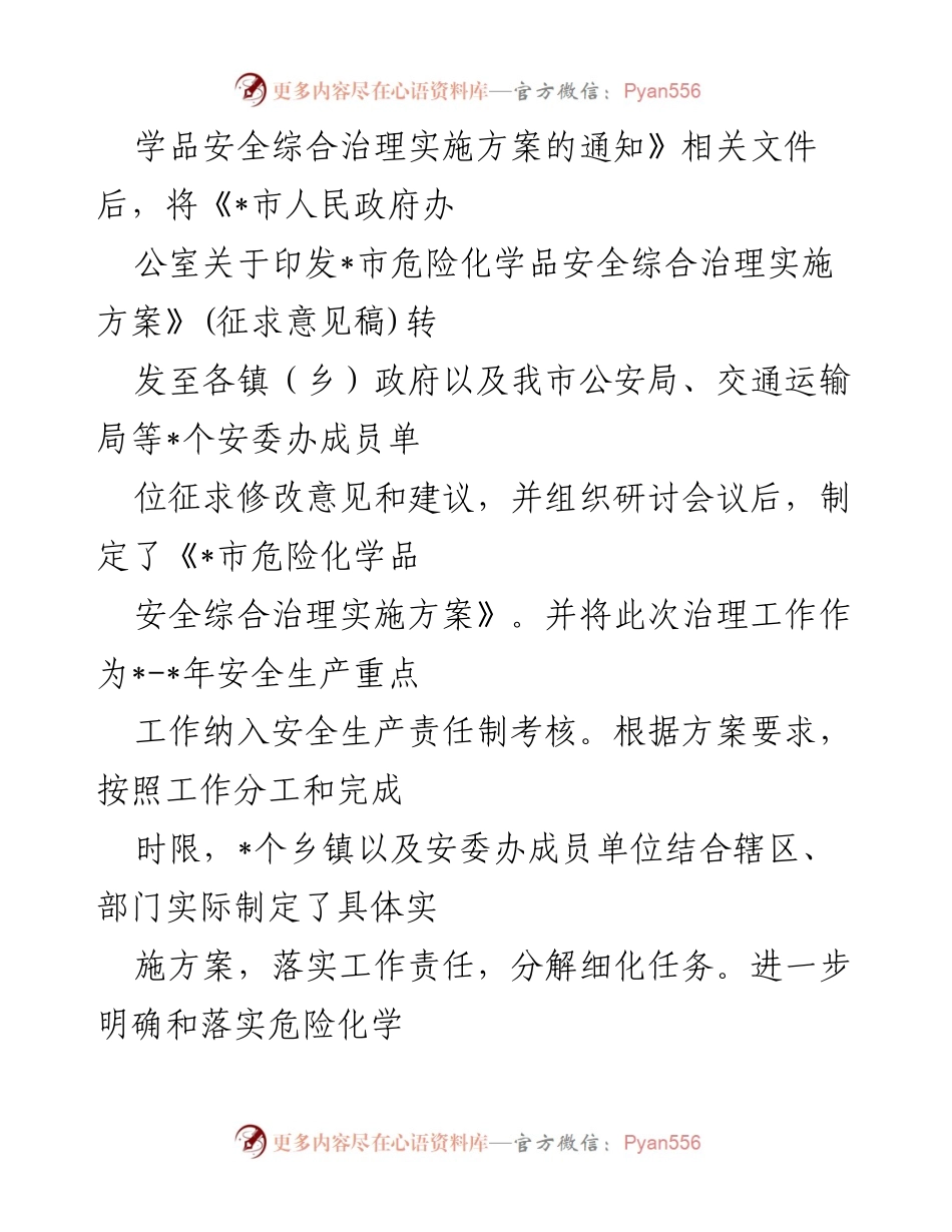 [工作总结] 安全生产工作 - 危险化学品安全综合治理工作情况汇报.docx_第2页