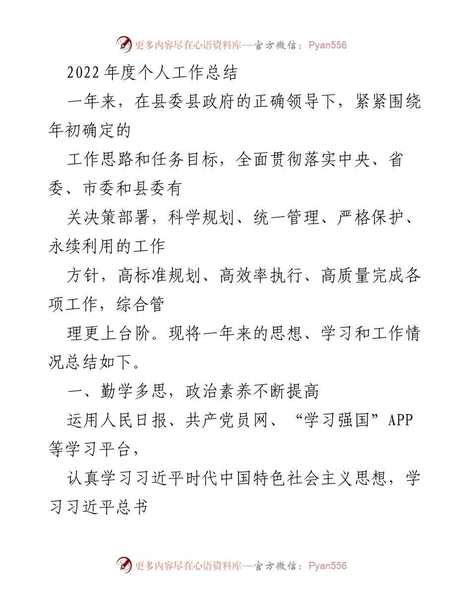 [工作总结] 年度总结 - 2022年度个人工作总结与反思_1.docx_第1页