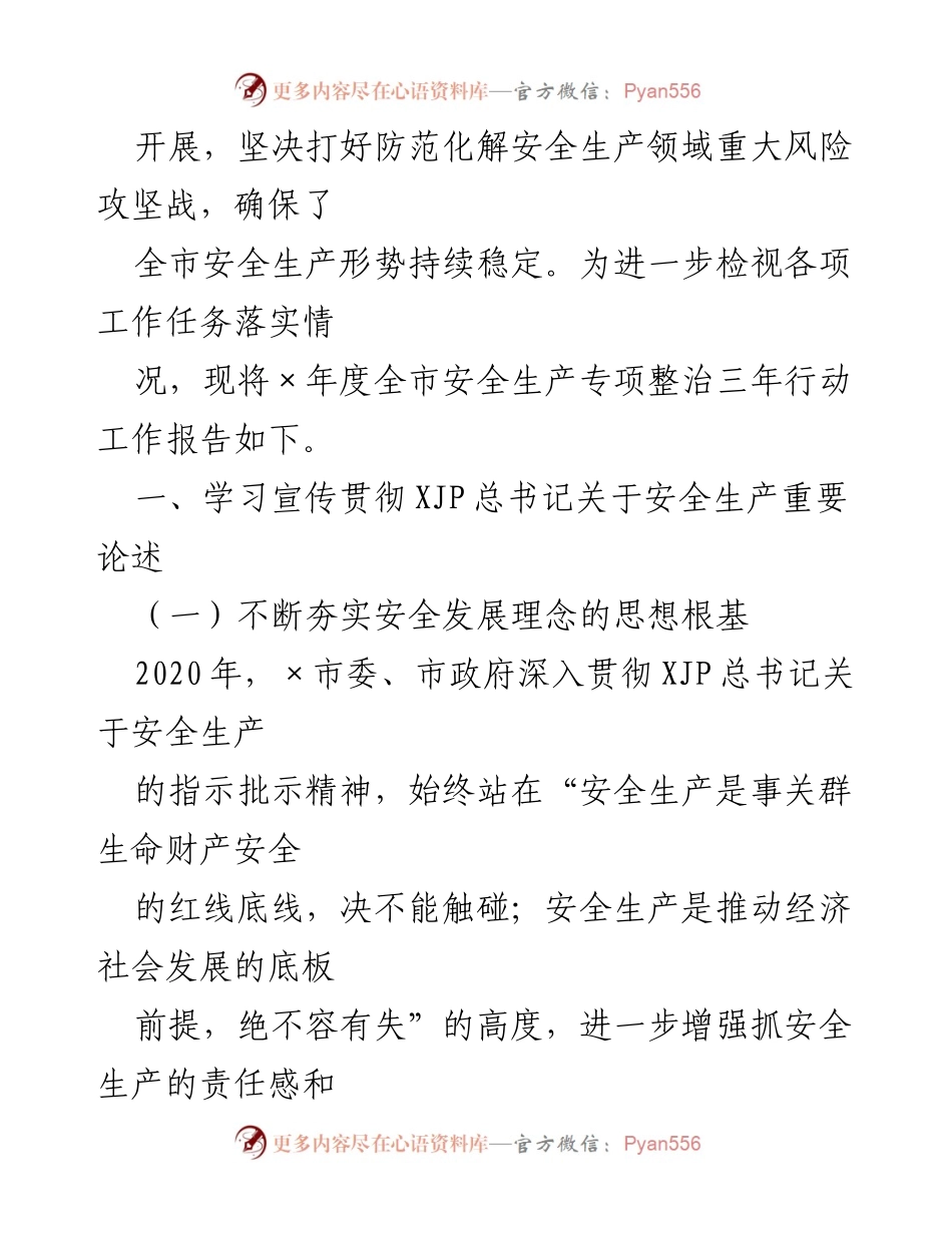 [工作总结] 安全生产专项整治 - 2020年度全市安全生产专项整治三年行动工作报告.docx_第2页