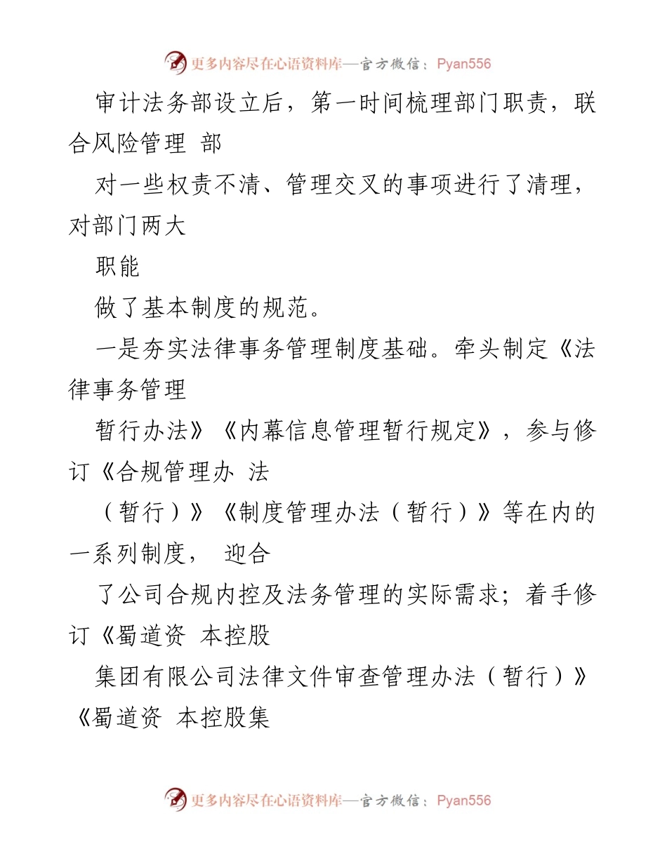 [工作总结] 年度工作汇报 - 蜀道资本控股集团审计法务部2022年度工作总结与2023年度工作计划.docx_第2页