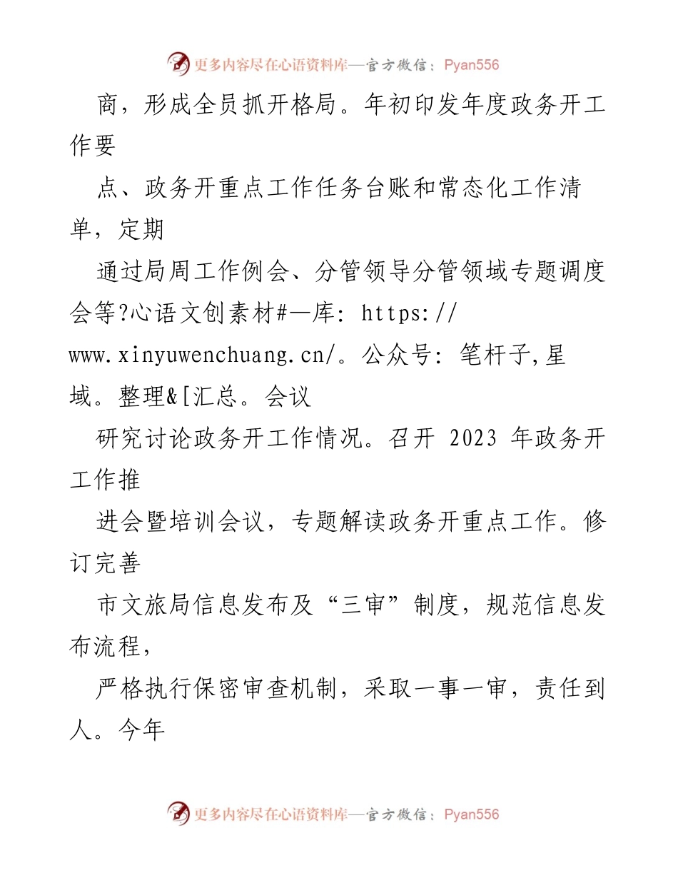 [工作总结] 市文化和旅游局 - 2023年政务公开工作总结报告.docx_第2页