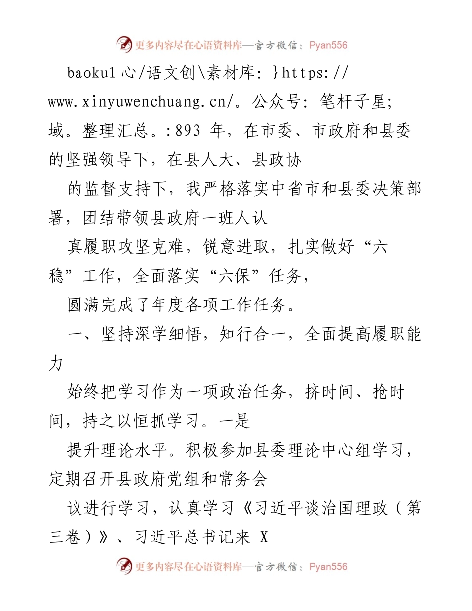 [工作总结] 年度工作汇报 - 2023年度县政府工作总结与经济发展回顾.docx_第1页