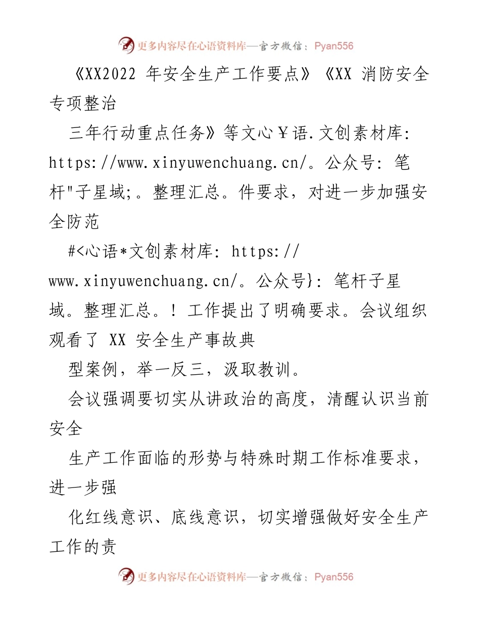 [工作总结] 安全生产工作会议 - 加强安全生产工作的落实与隐患排查报告.docx_第2页