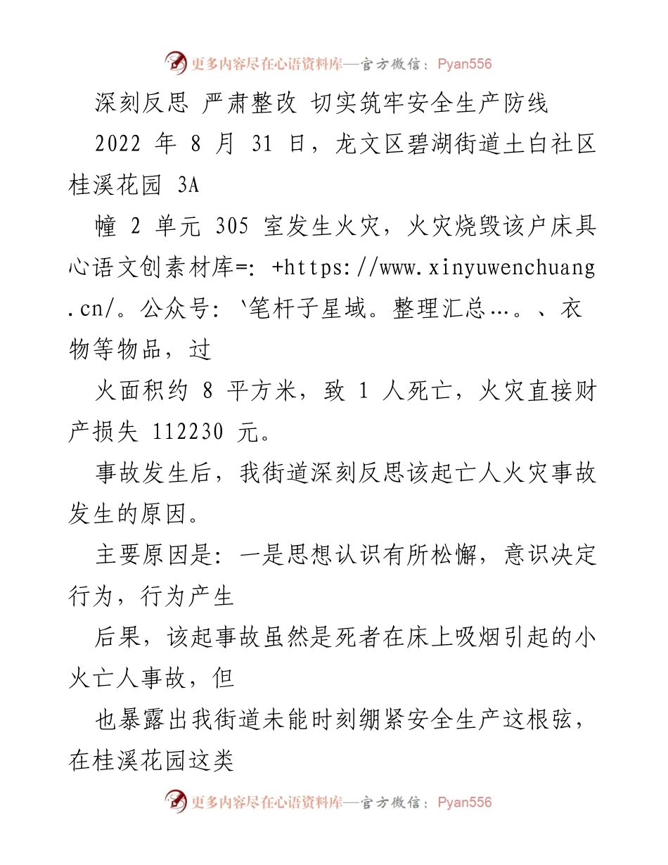 [工作总结] 安全生产整改 - 深刻反思与整改措施：筑牢安全生产防线.docx_第1页