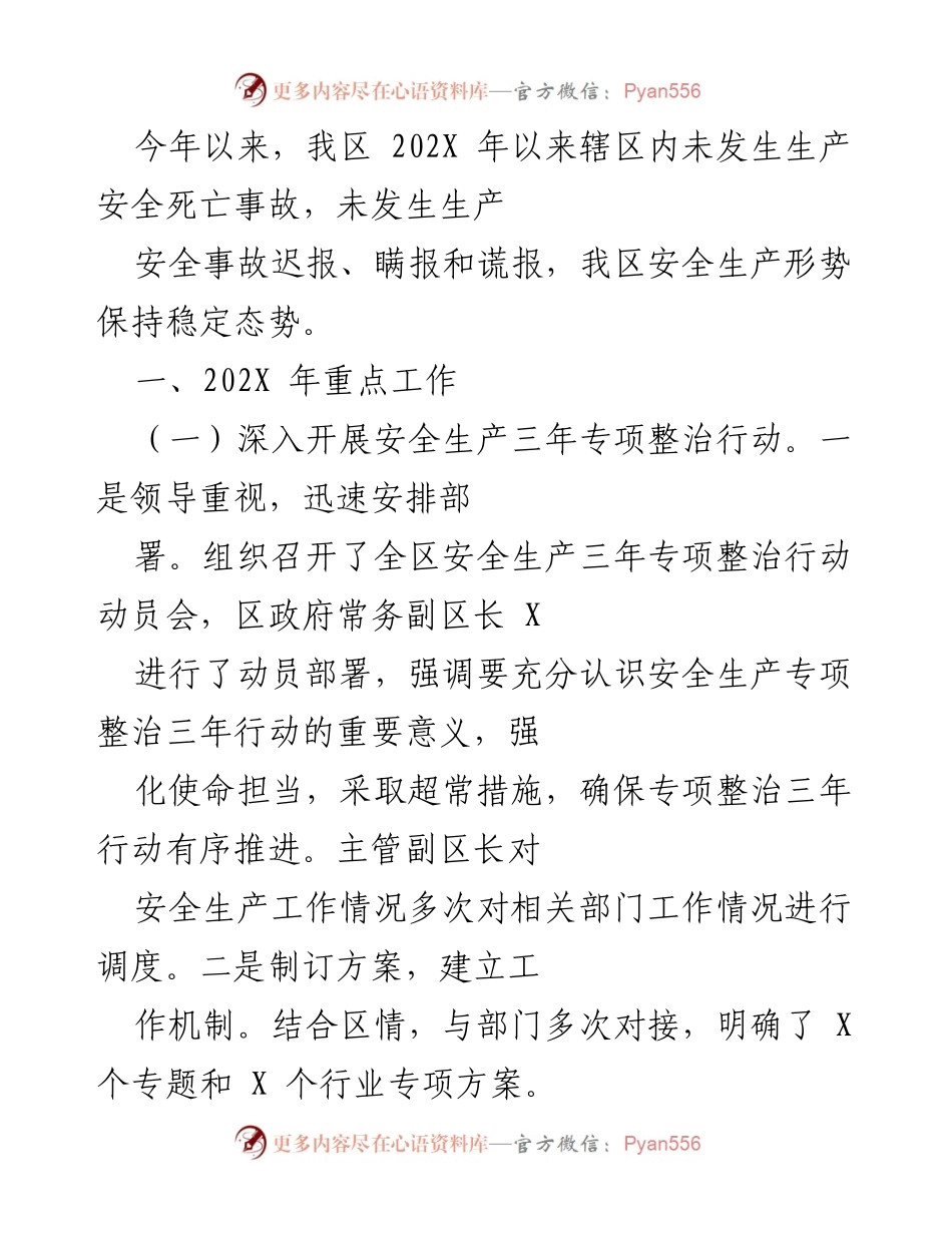 [工作总结] 安全生产工作会议 - 202X年安全生产专项整治行动总结报告.docx_第1页
