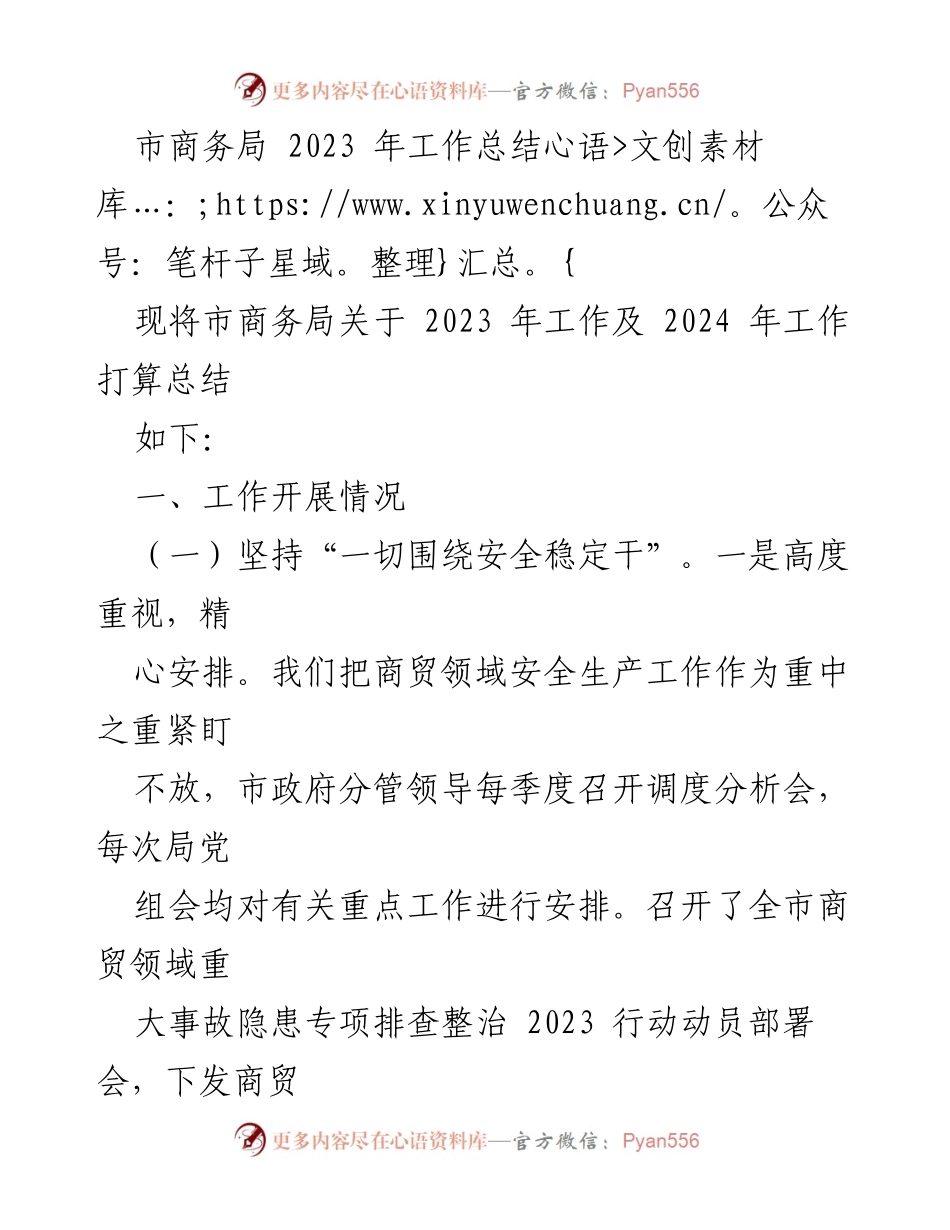 [工作总结] 市商务局 - 2023年工作总结与2024年工作计划.docx_第1页