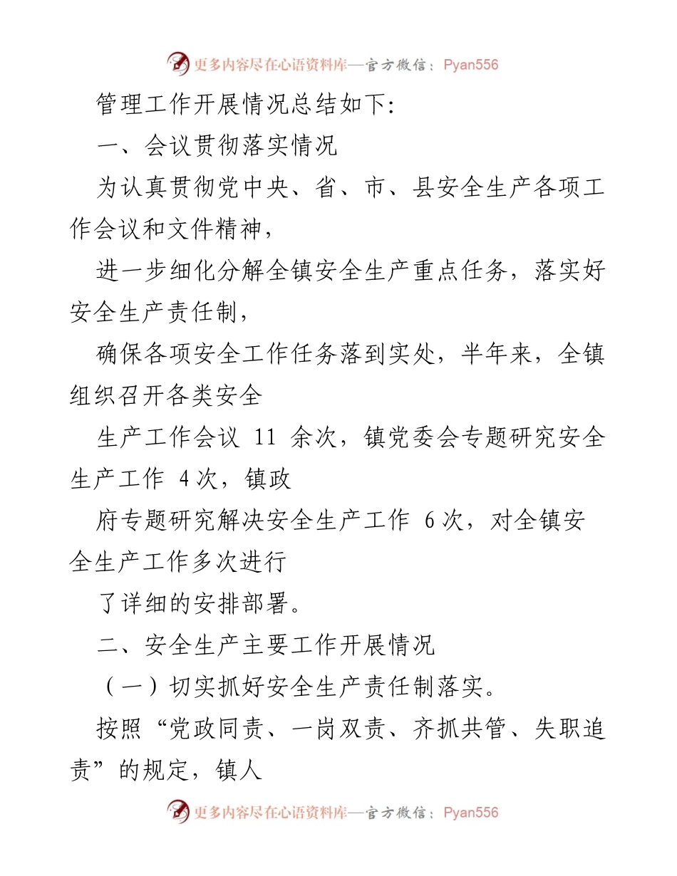[工作总结] 安全生产及应急管理 - X镇2024年上半年安全生产及应急管理工作总结.docx_第2页