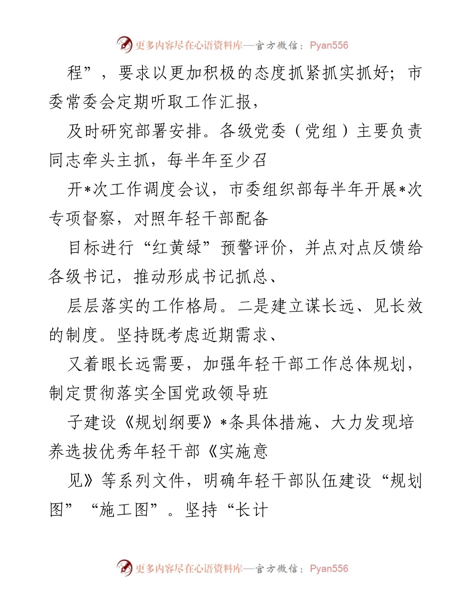[工作总结] 市委工作会议 - 加强年轻干部培养选拔机制的实施与成效.docx_第2页