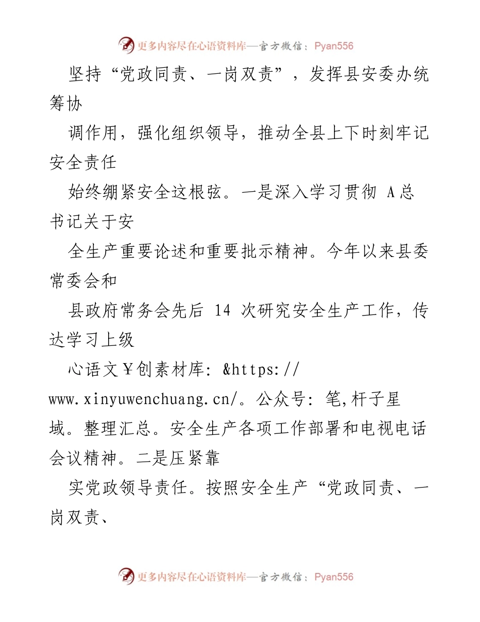 [工作总结] 安全生产 - 2023年县安全生产工作总结.docx_第2页