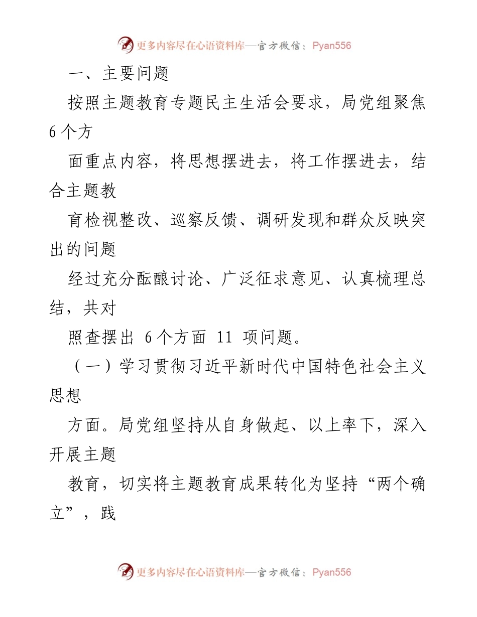 [工作总结] 市局领导班子专题民主生活会 - 2023年专题民主生活会对照检查材料总结.docx_第2页