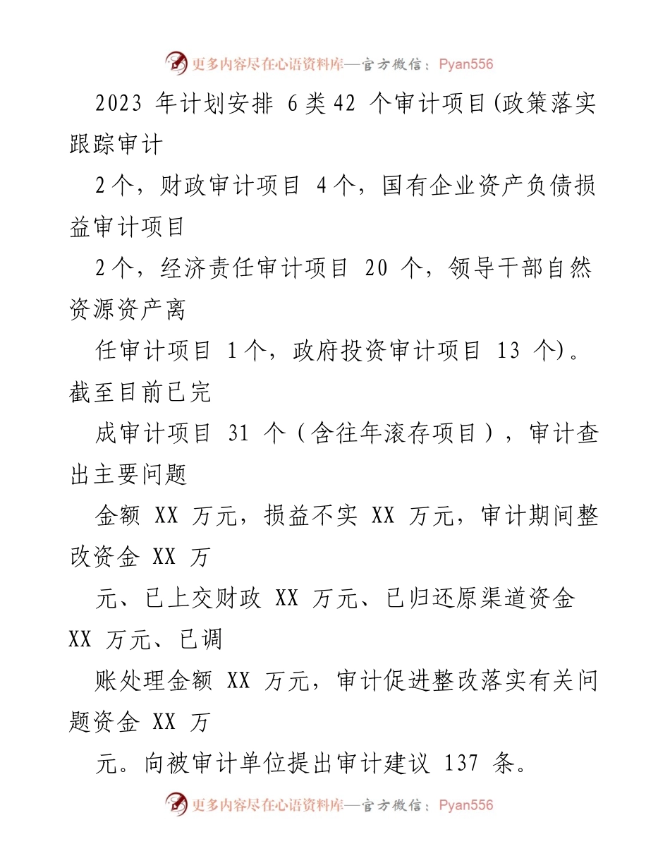 [工作总结] 审计局 - 2023年审计工作总结与2024年工作计划.docx_第2页