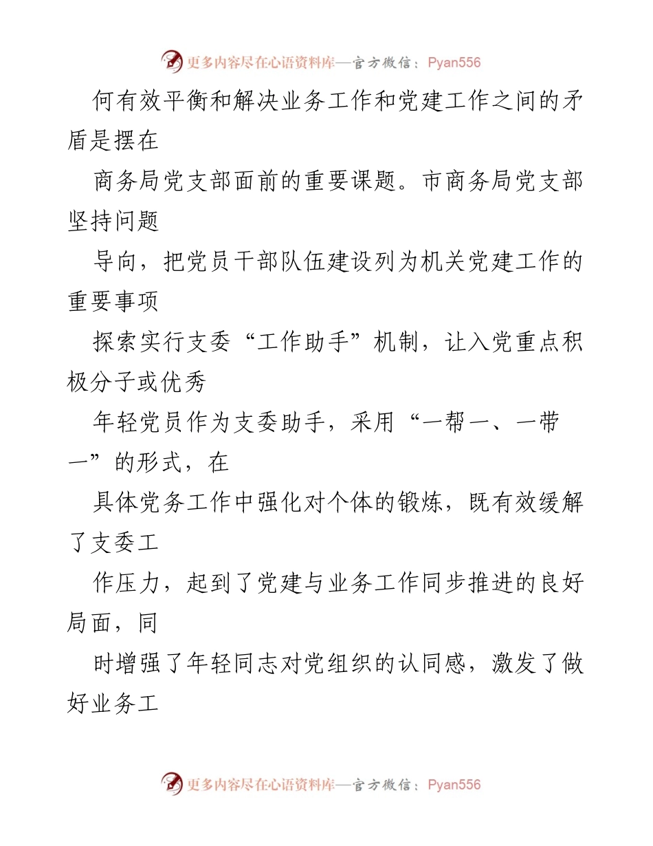 [工作总结] 市商务局党支部 - 推动党建与业务融合的探索与实践.docx_第2页
