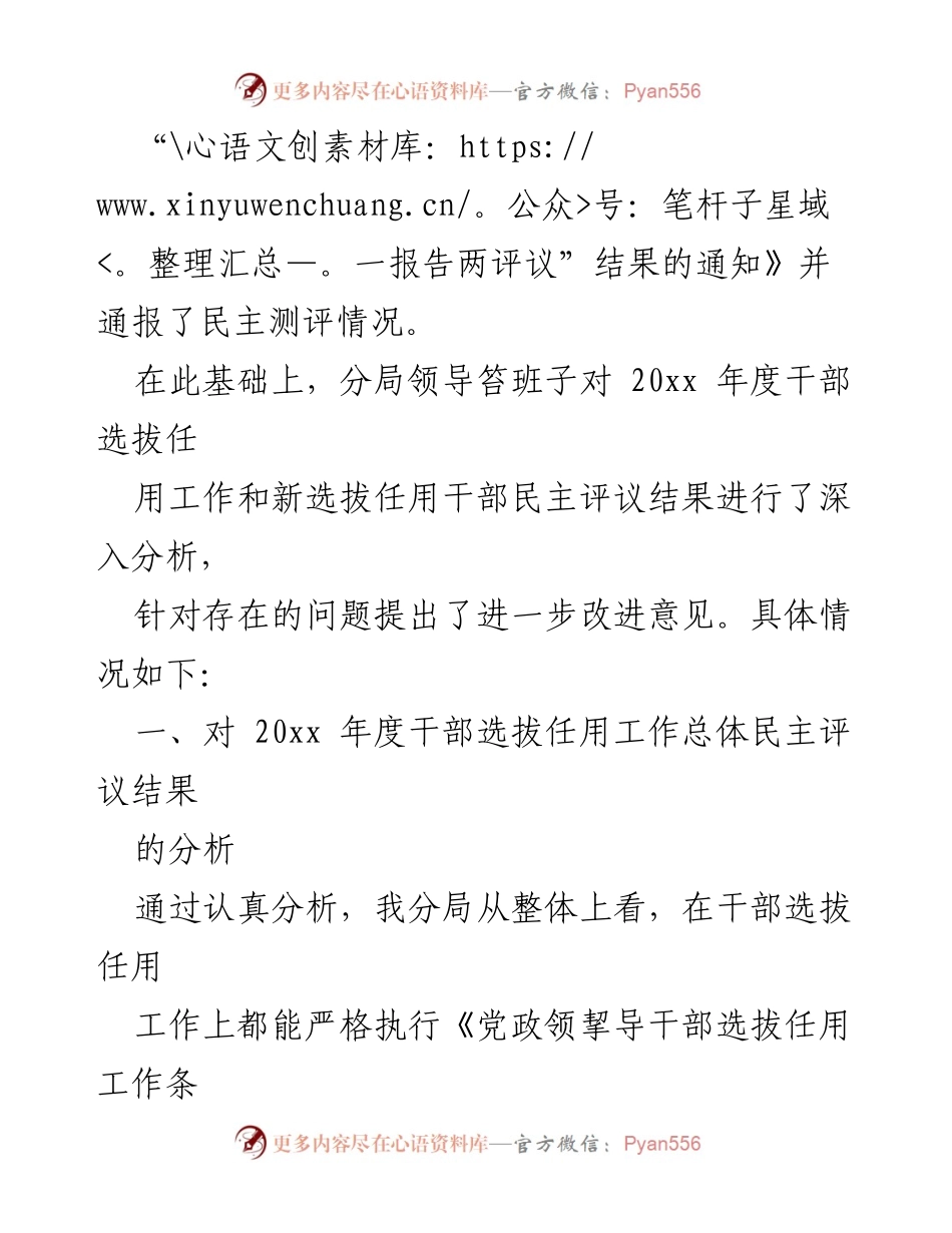 [工作总结] 干部选拔任用 - 干部选拔任用工作报告及民主评议结果分析.docx_第2页