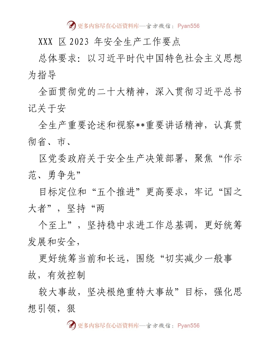 [工作总结] 安全生产工作 - 2023 年安全生产工作要点与实施策略.docx_第1页