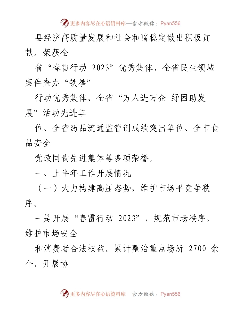 [工作总结] 年度工作 - 2023年上半年市场监管局工作总结与下半年计划.docx_第2页