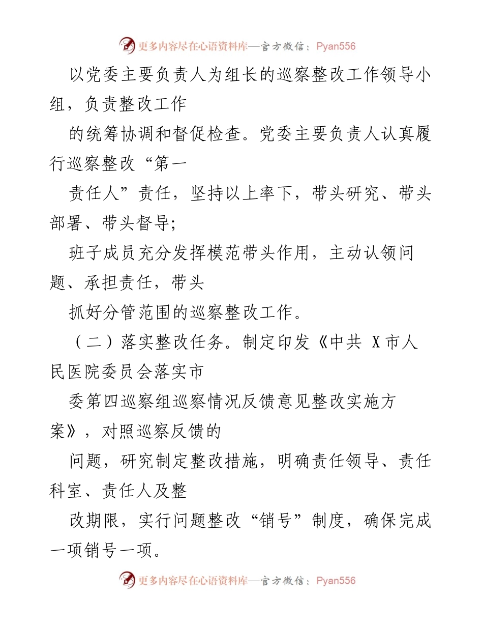 [工作总结] 巡察整改 - X市人民医院巡察整改进展情况报告.docx_第2页