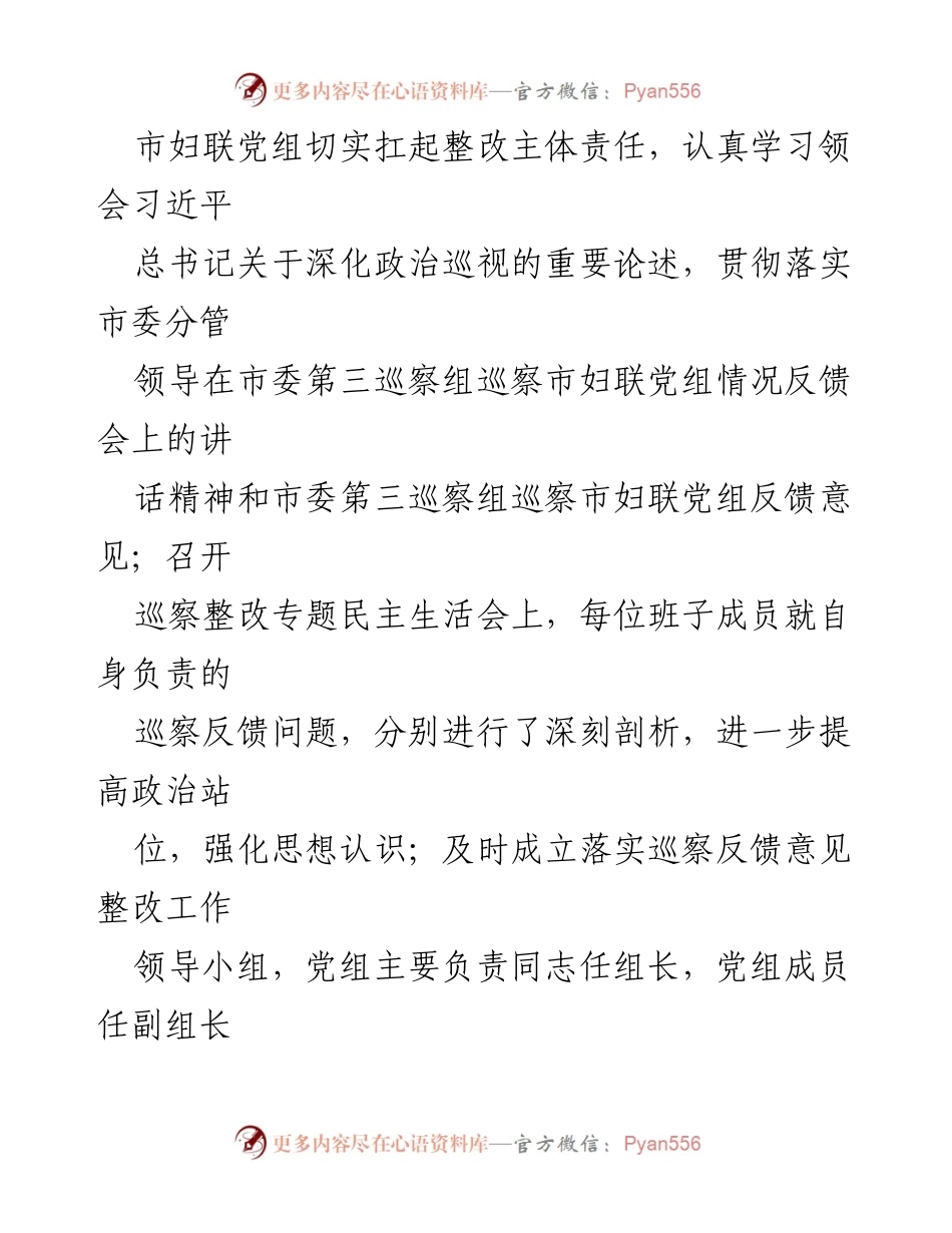 [工作总结] 巡察整改 - 市妇联党组巡察反馈意见整改进展情况报告.docx_第2页