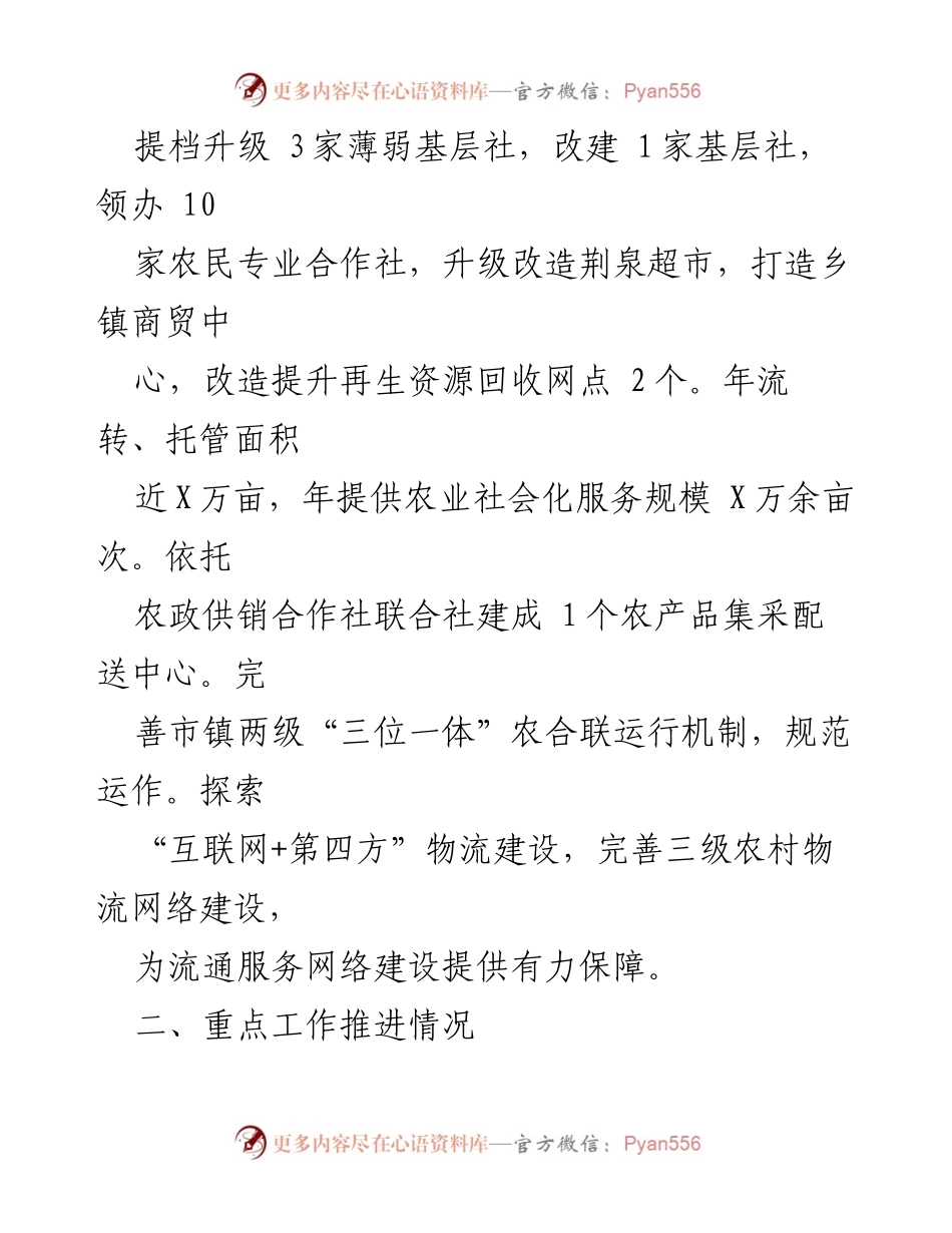 [工作总结] 市供销社 - 2023年工作总结与党建推进情况报告_1.docx_第2页