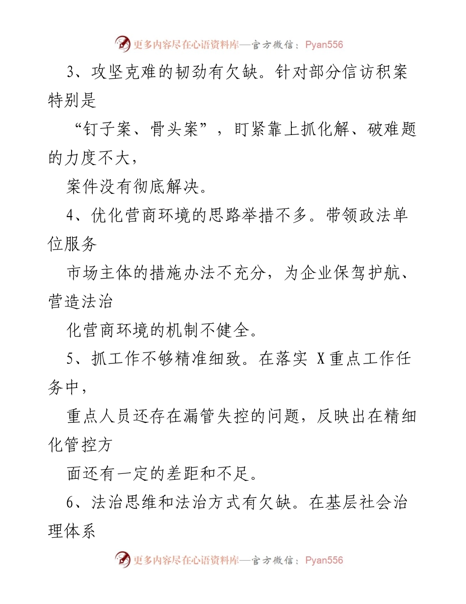 [工作总结] 市委常委会巡视整改专题民主生活会 - 政法委书记整改意见汇总与分析.docx_第2页