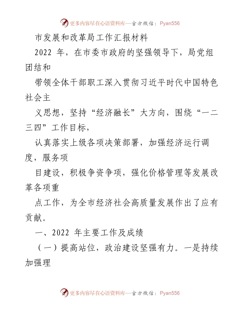 [工作总结] 市发展和改革局 - 2022年度工作汇报与成就总结.docx_第1页
