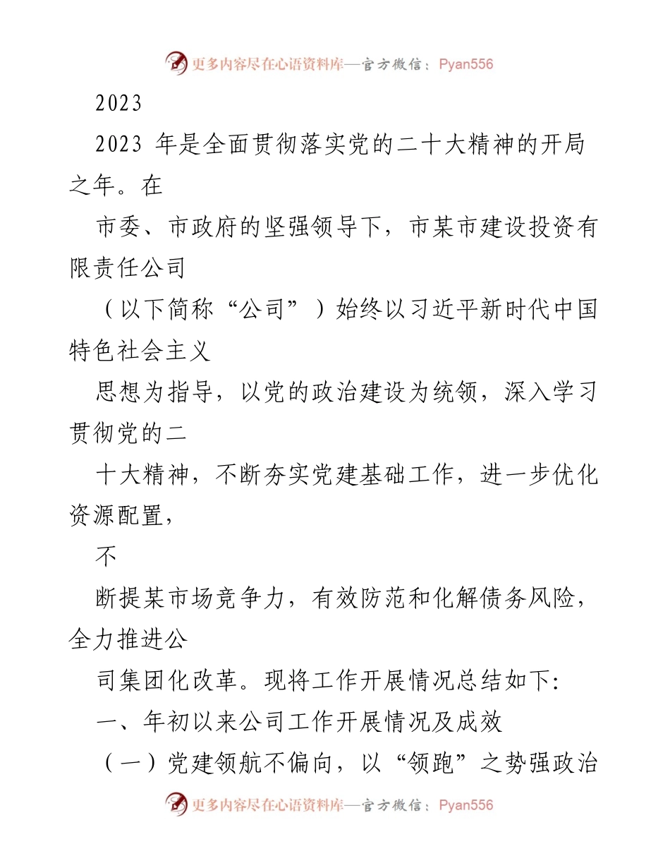 [工作总结] 年度工作总结 - 2023年公司工作开展情况总结与成效分析.docx_第1页