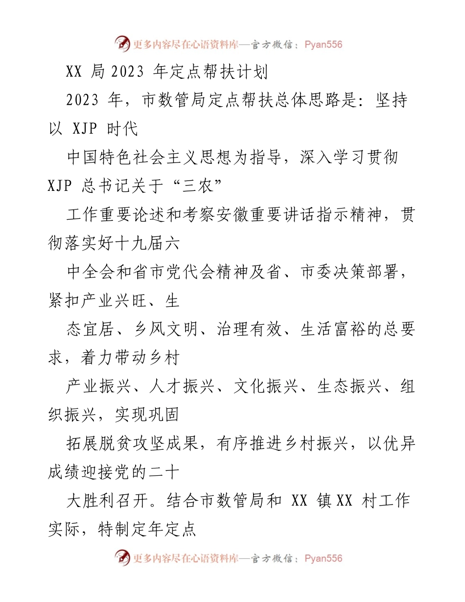 [工作总结] 定点帮扶计划 - 2023年市数管局定点帮扶工作总结与实施方案.docx_第1页