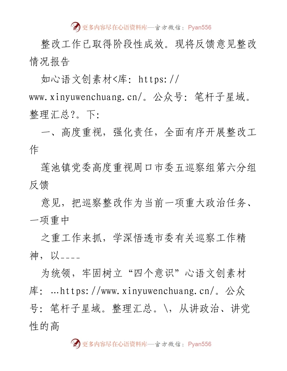 [工作总结] 巡察反馈整改 - 沈丘县莲池镇巡察反馈意见整改落实情况报告.docx_第2页