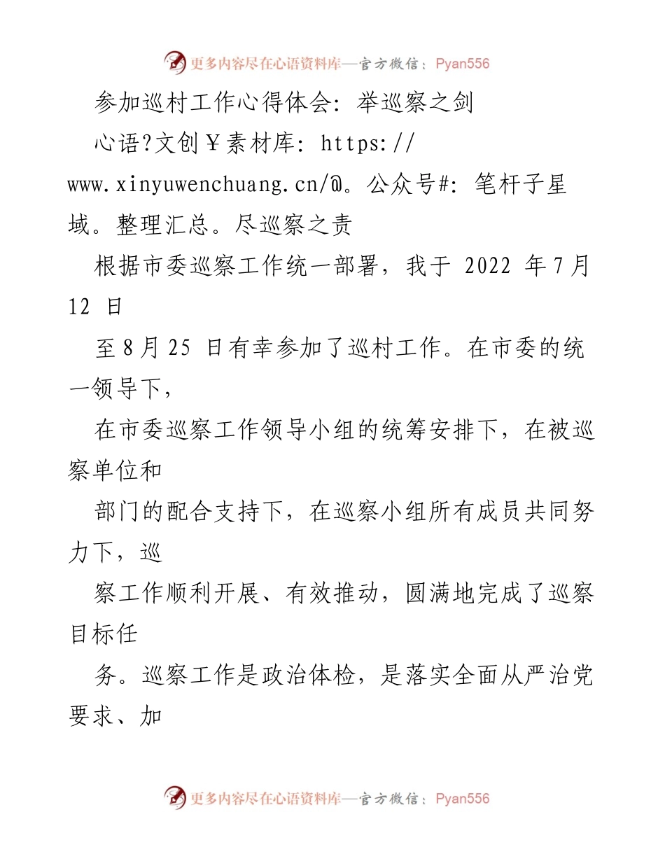 [工作总结] 巡村工作 - 巡察工作心得体会：提升政治站位与专业能力.docx_第1页